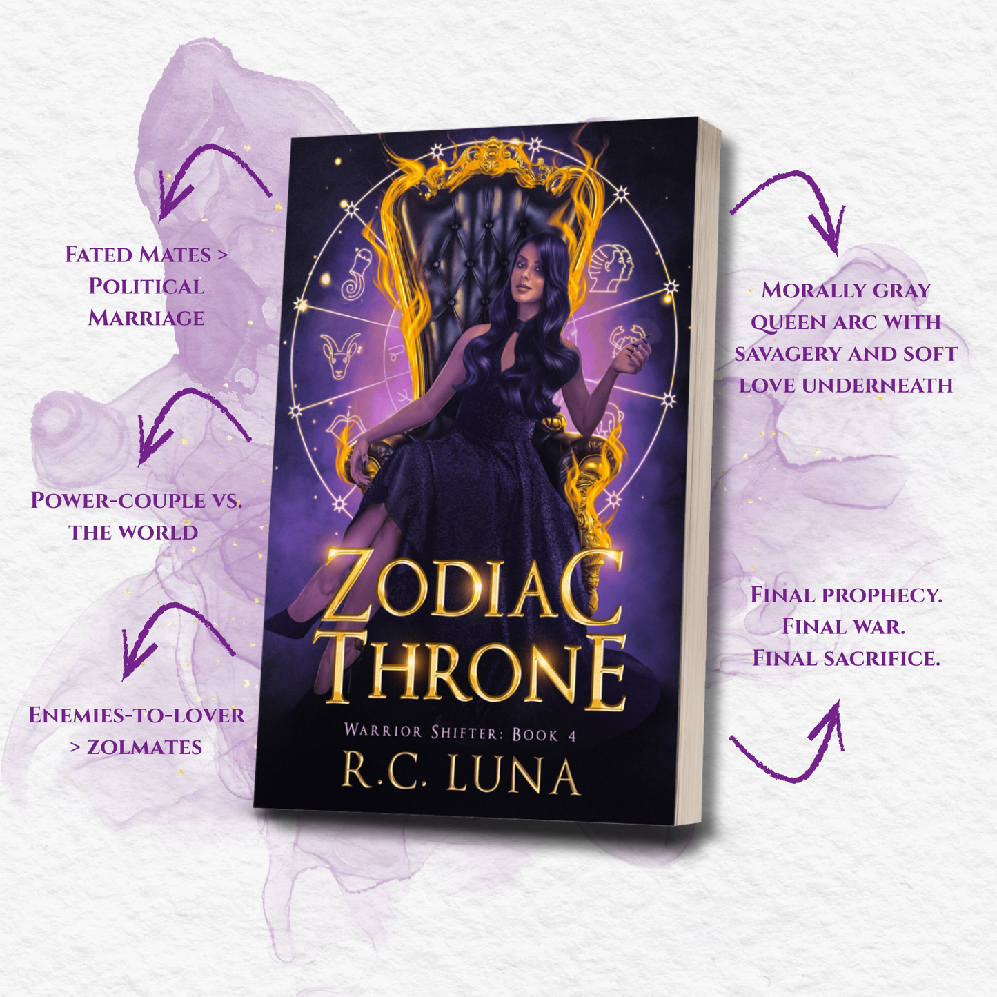 Zodiac Throne – Signed Paperback + Stickers & Bookmarks | Savage Queen Romance with Dark Kings & Prophecies | Fantasy Finale with Latinx Myth | Book 4