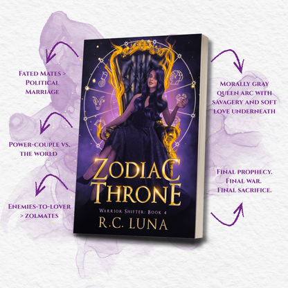 Zodiac Throne – Signed Paperback + Stickers & Bookmarks | Savage Queen Romance with Dark Kings & Prophecies | Fantasy Finale with Latinx Myth | Book 4