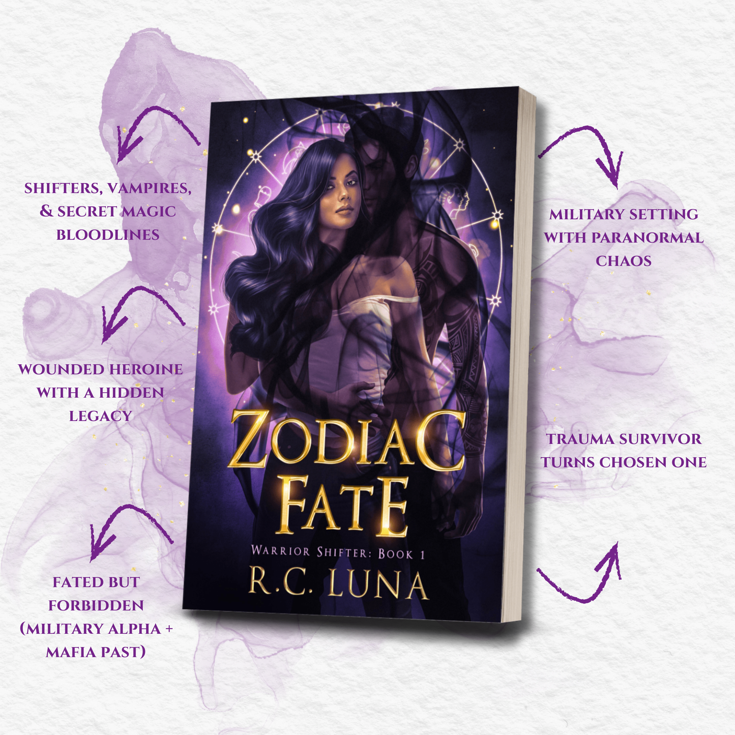 Zodiac Fate – New Edition! Signed Paperback + Stickers & Bookmarks | Dark Fantasy Romance with Warrior Shifters & Latinx Magic | Book 1 in the Series fantasy novel